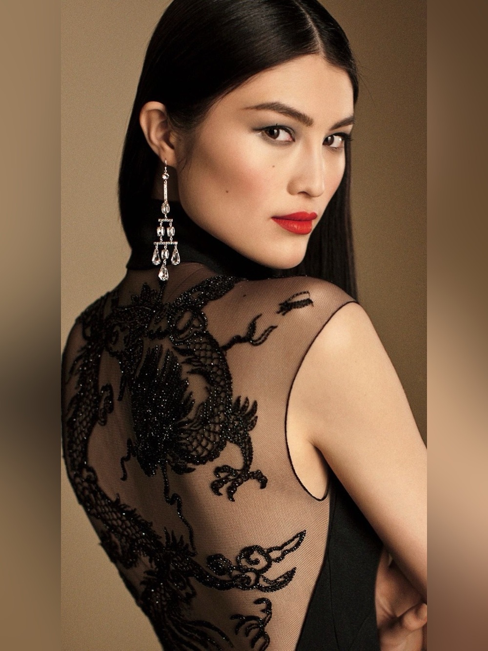 RALPH LAUREN COLLECTION BLACK DRAGON EMBROIDERED CHEONGSAM QIPAO MAXI DRESS SZ 6 - Picture 14 of 17